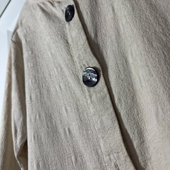 Habitat Women's Tencel Cotton Mother of Pearl Button Ivory Top Jacket Artsy Med - Picture 14 of 16